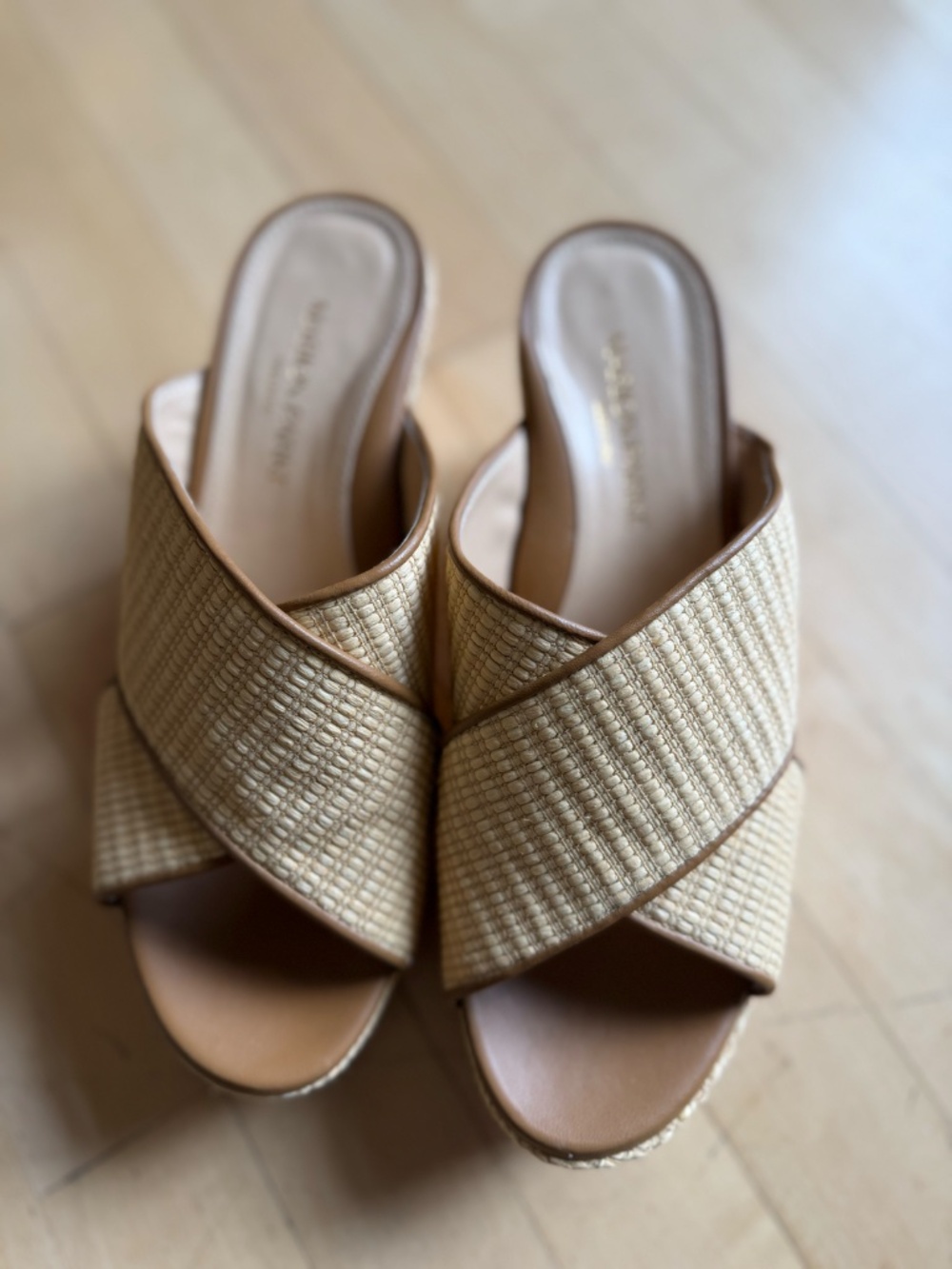 NEW Marion Parke NEW Adele camel raffia wedge, 8.5 CB2700 - Picture 3 of 7